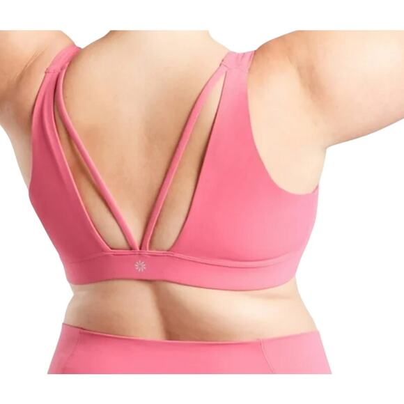 Athleta Women's Exhale Sports Bra D-DD+ Salvia Pink Size 3X Wireless Strappy - Picture 2 of 7
